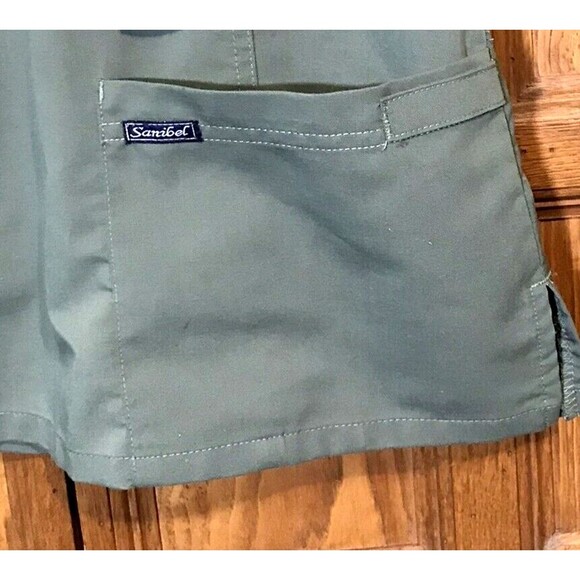 Sanibel Scrubs Stretch Top Women's S Olive V-Neck 4 Pockets Poly Rayon Spandex - Picture 6 of 12